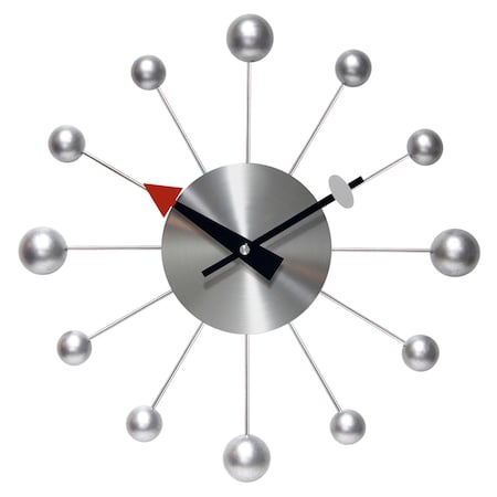 Infinity Instruments Orb Spoke - 15" Round Wall Clock, Open Face Design, Metal Spokes with Silver Orbs 15353SV